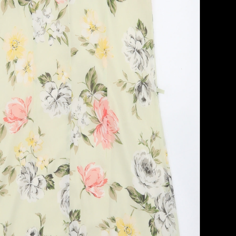 Atmosphere Womens Beige Floral Polyester A-Line Size 10 Round Neck Button