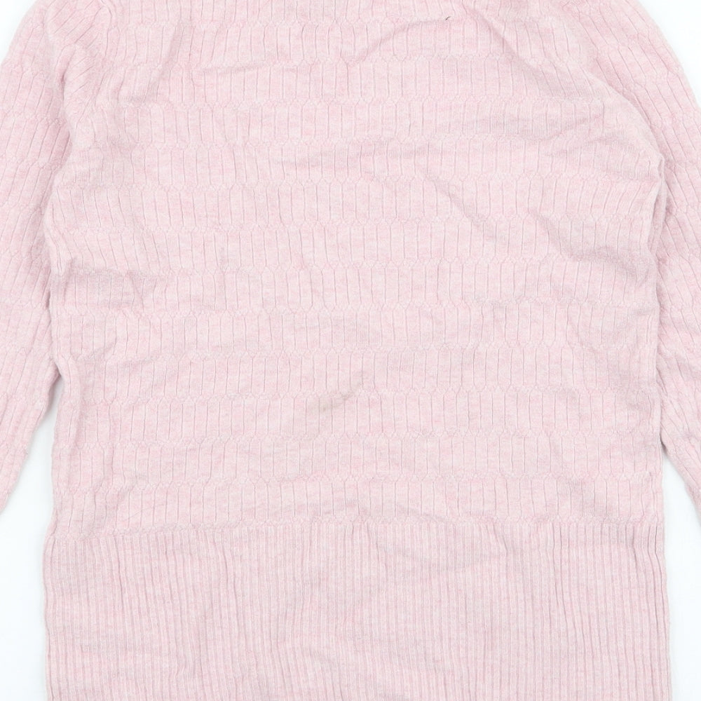 Marks and Spencer Womens Pink High Neck Viscose Pullover Jumper Size 8