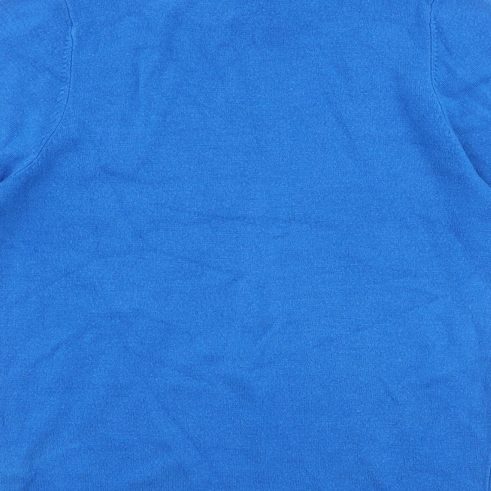Marks and Spencer Womens Blue High Neck Acrylic Pullover Jumper Size 8