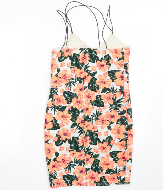 Blue Inc Womens Multicoloured Floral Polyester Bodycon Size 12 V-Neck
