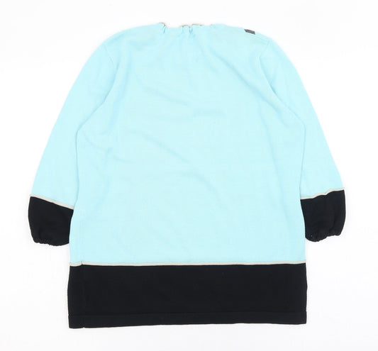 Christa Probst Womens Blue Round Neck Acrylic Pullover Jumper Size 14