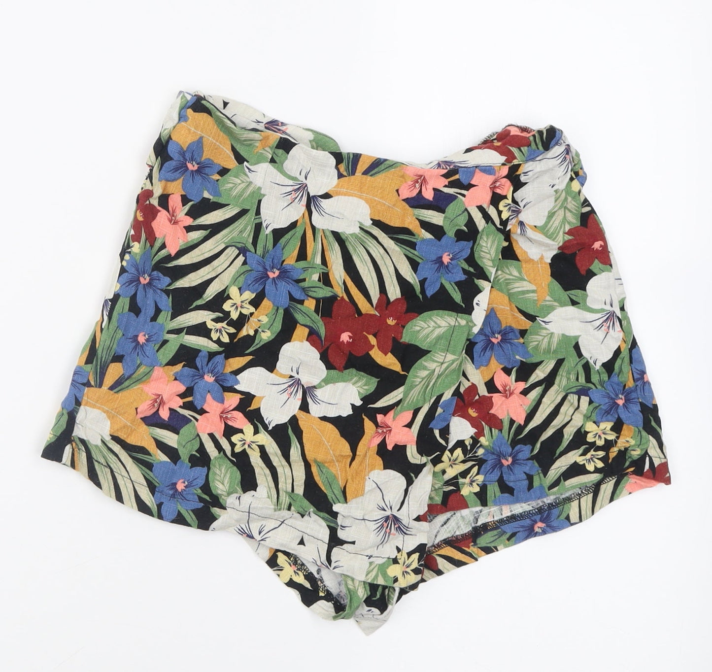 Pull&Bear Womens Multicoloured Floral Viscose Wrap Shorts Size S Regular Zip