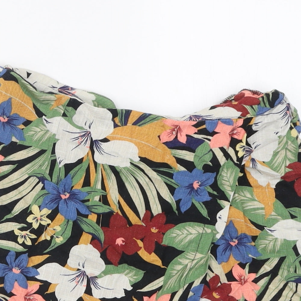 Pull&Bear Womens Multicoloured Floral Viscose Wrap Shorts Size S Regular Zip
