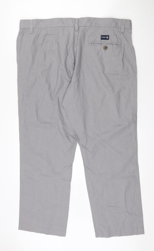 Maine New England Mens Grey Linen Dress Pants Trousers L27 in Regular Zip