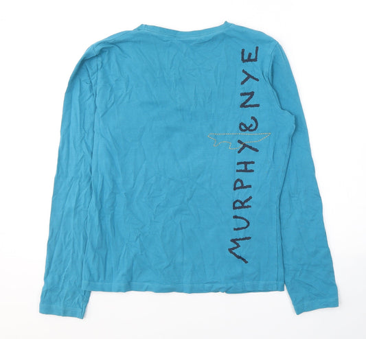 Murphy & Nye Womens Blue Cotton Jersey T-Shirt Size L V-Neck