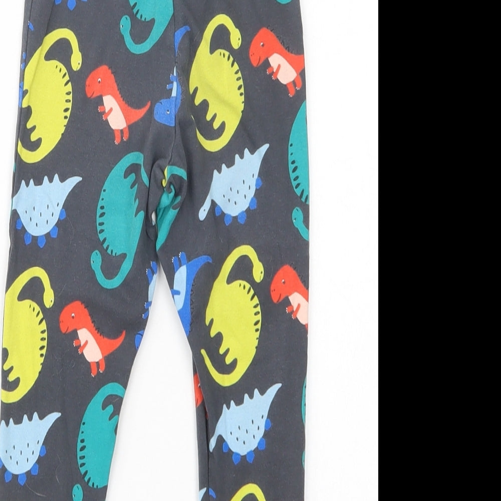 F&F Baby Black Geometric Cotton Jogger Leggings Size 18-24 Months - Dinosaur Print