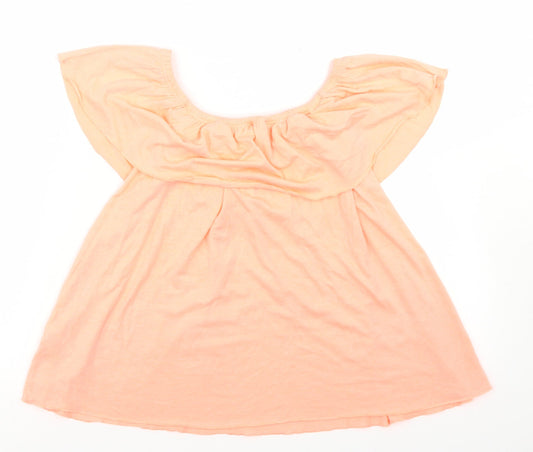 Candy Couture Girls Orange Polyester Basic T-Shirt Size 12 Years Off the Shoulder
