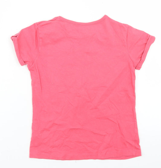 Dunnes Stores Girls Pink Cotton Basic T-Shirt Size 8 Years Crew Neck - 2 Cool