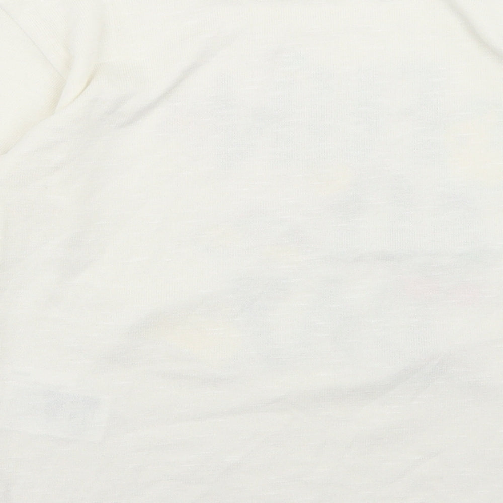 H&M Girls White Polyester Basic T-Shirt Size 9-10 Years Round Neck - Fun All Day