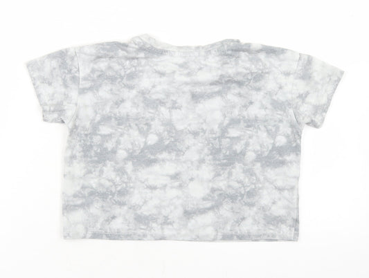 George Girls Grey Cotton Cropped T-Shirt Size 5-6 Years Crew Neck - Tie Dy, New york