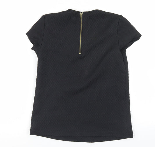 Mohito Womens Black Polyester Basic Blouse Size 6 Round Neck