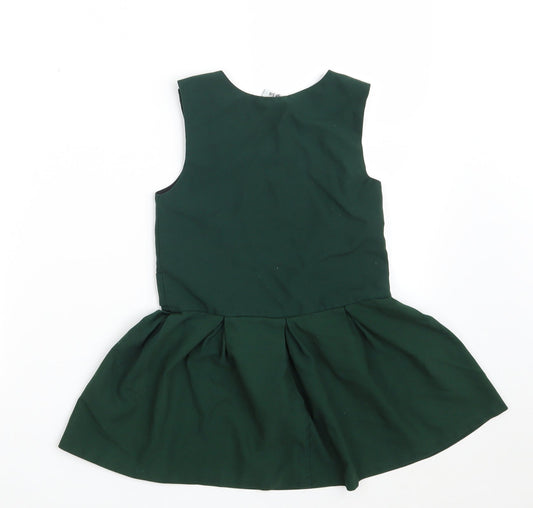 Banner Girls Green Polyester A-Line Size 5-6 Years Scoop Neck Button