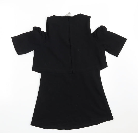 ASOS Womens Black Cotton T-Shirt Dress Size 8 Scoop Neck