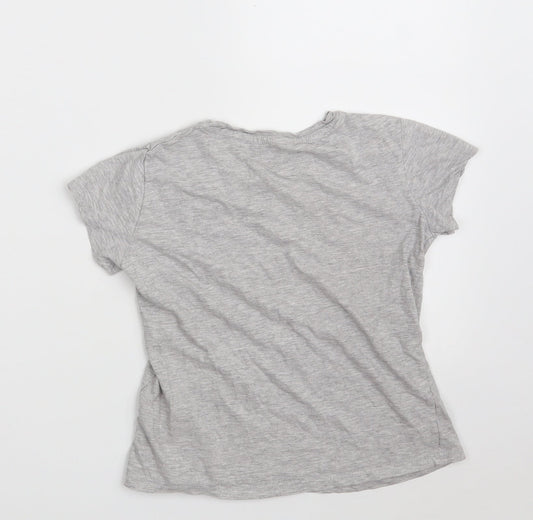 Pep & Co Girls Grey Cotton Pullover T-Shirt Size 9-10 Years Crew Neck - Selfie Squad