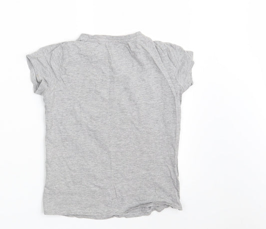 Pep&Co Girls Grey Cotton Basic T-Shirt Size 9-10 Years Crew Neck - Los Angeles