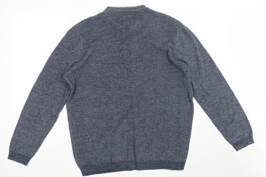 George Mens Blue Round Neck Cotton Pullover Jumper Size XL