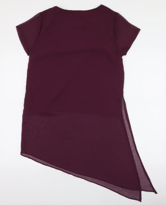 A&G Womens Purple Polyester Basic Blouse Size M Round Neck