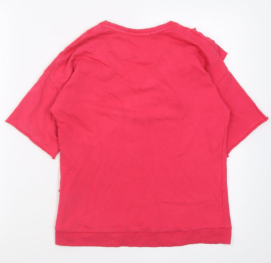 Marks and Spencer Girls Pink Cotton Pullover Sweatshirt Size 11-12 Years Pullover