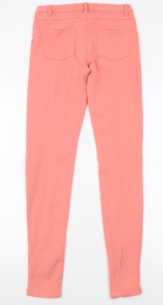 Lustre Womens Pink Cotton Trousers Size 8 L30 in Regular Button