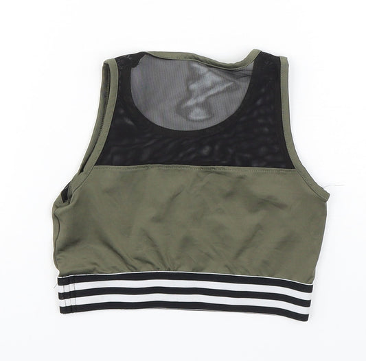 Miss e-vie Girls Green Polyester Cropped Tank Size 9-10 Years Round Neck Pullover