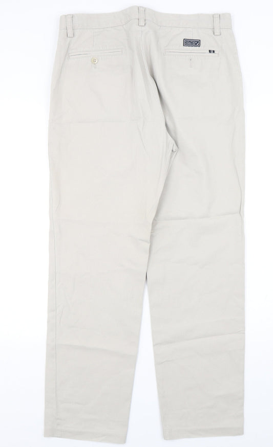 Nautica Womens Beige Cotton Chino Trousers Size 32 L30 in Regular Button