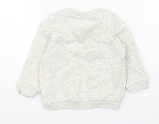 F&F Boys Grey Cotton Pullover Jumper Size 9-12 Months Pullover