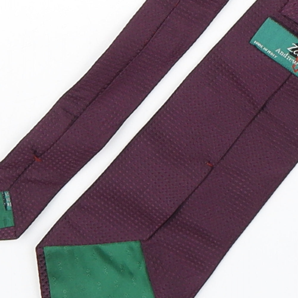 Zadi Mens Purple Silk Pointed Tie One Size