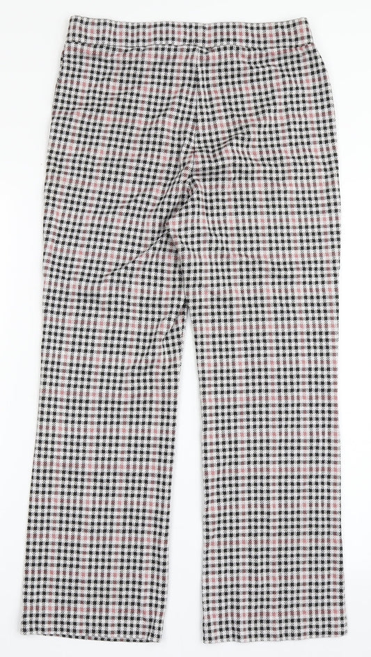 Divided by H&M Womens Grey Check Polyester Trousers Size M L25 in Regular