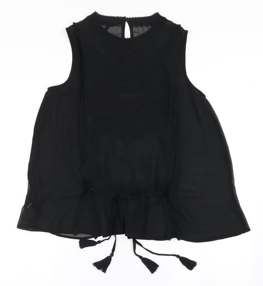 NEXT Womens Black Polyester Basic Blouse Size 12 Round Neck
