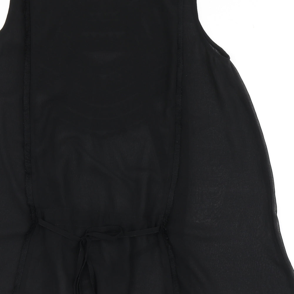 NEXT Womens Black Polyester Basic Blouse Size 12 Round Neck