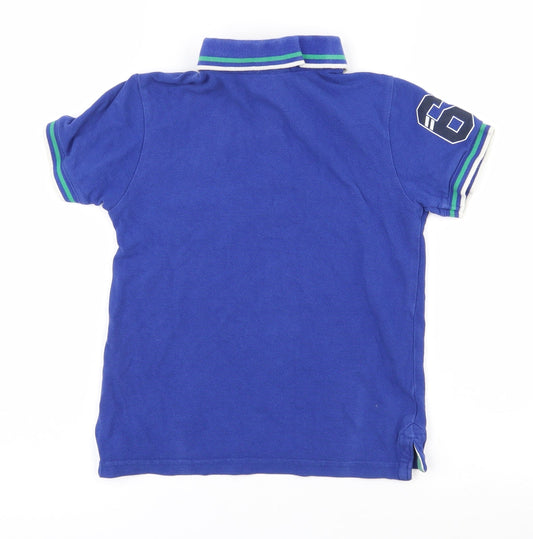 George Boys Blue 100% Cotton Pullover Polo Size 6-7 Years Collared Button
