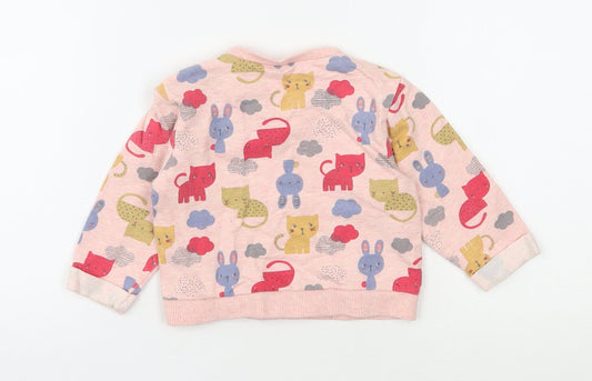 Nutmeg Girls Pink 100% Cotton Basic Casual Size 6-9 Months Round Neck Pullover