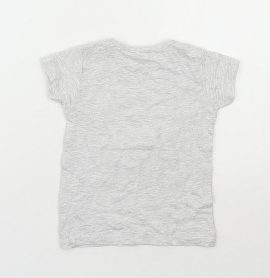 Primark Girls Grey Cotton Basic T-Shirt Size 12-18 Months Round Neck Pullover