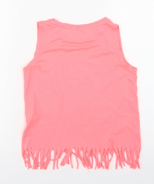 Primark Girls Orange Polyester Cropped Tank Size 10-11 Years Round Neck - Unicorn