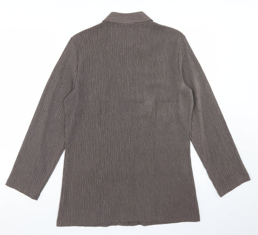 Marks and Spencer Womens Brown Polyester Basic Button-Up Size 10 Collared