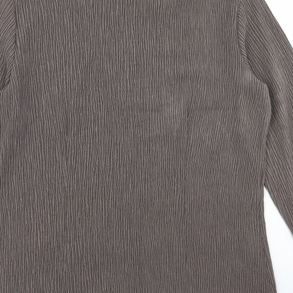 Marks and Spencer Womens Brown Polyester Basic Button-Up Size 10 Collared
