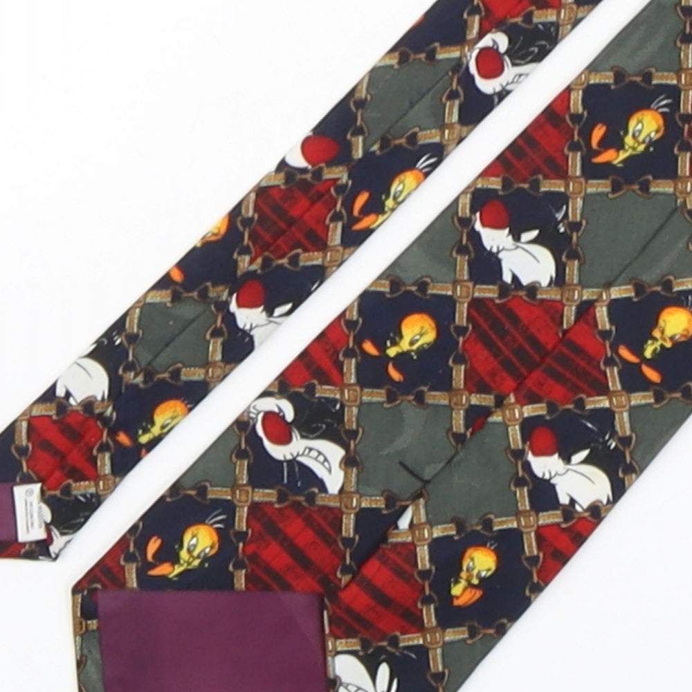 BHS Mens Multicoloured Geometric Polyester Pointed Tie One Size - Tweety Bird
