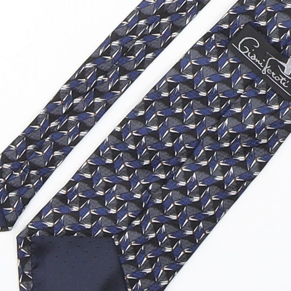 Gioni Feroti Mens Multicoloured Geometric Silk Pointed Tie One Size