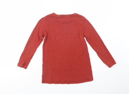 NEXT Girls Brown Cotton Pullover T-Shirt Size 8 Years Crew Neck Pullover - Heart