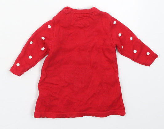 Early Days Girls Red Polka Dot Cotton Pullover Jumper Size 0-3 Months Pullover - Penguin
