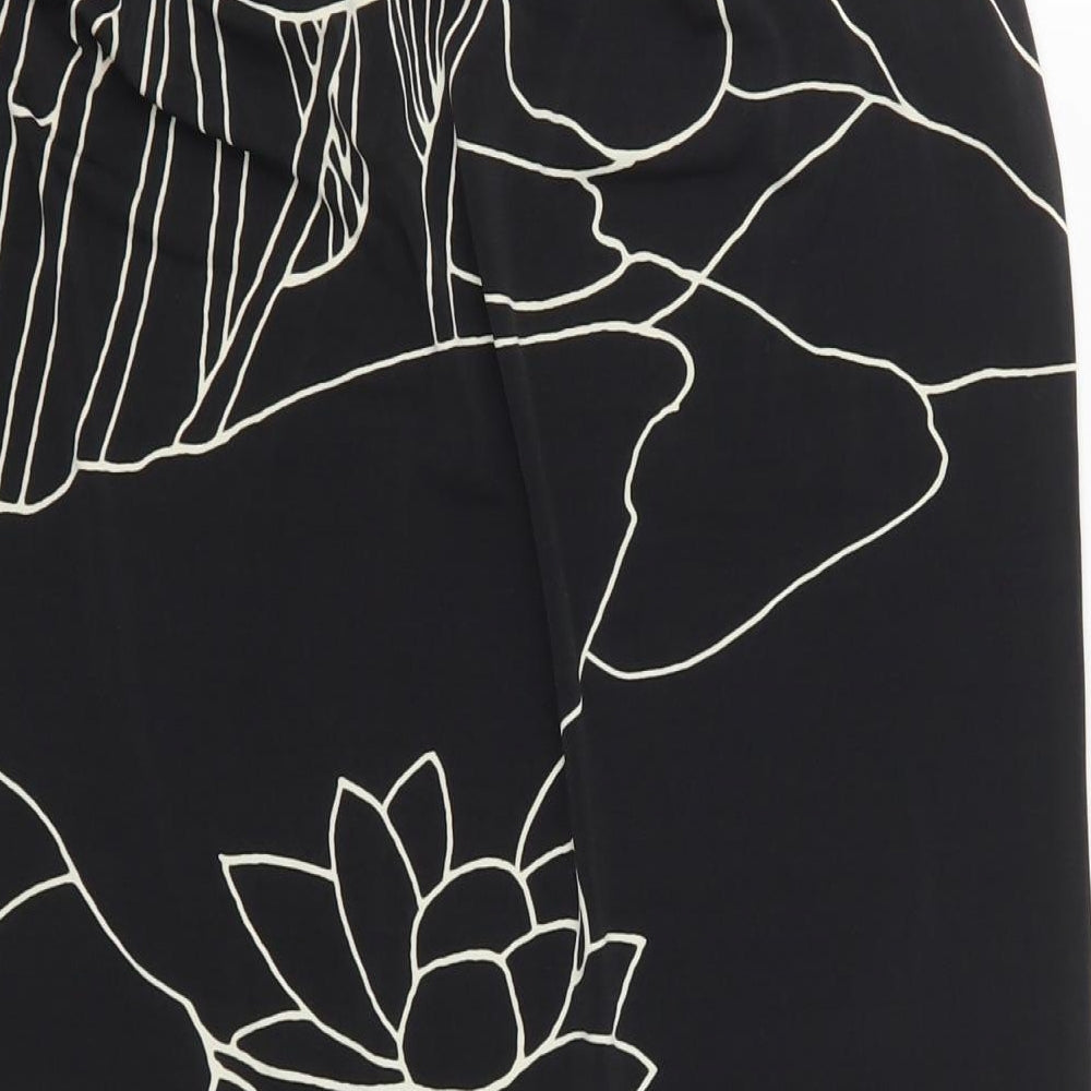 Max Edition Womens Black Floral Polyester Tank Dress Size S Boat Neck Pullover