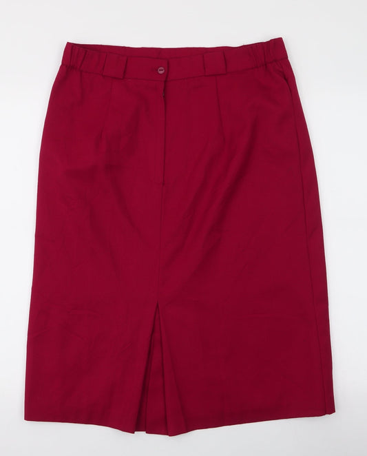 Jacwin Womens Red Polyester Straight & Pencil Skirt Size 32 in Zip