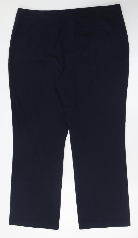 M&Co Womens Blue Polyester Trousers Size 18 L29 in Regular Hook & Eye