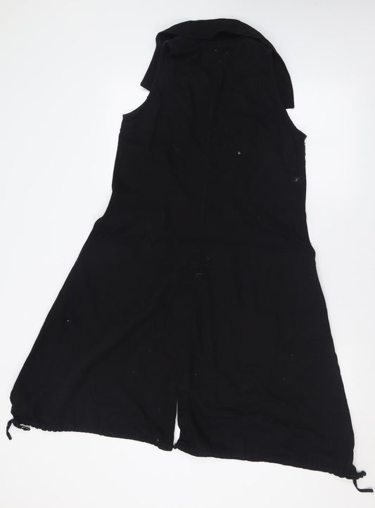amimale Womens Black Cotton A-Line Size S V-Neck Button