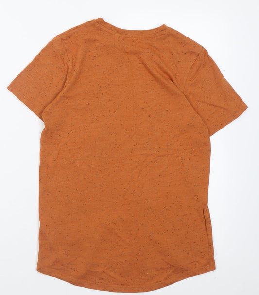 F&F Boys Orange Polyester Basic T-Shirt Size 11 Years Crew Neck Pullover - Flecked