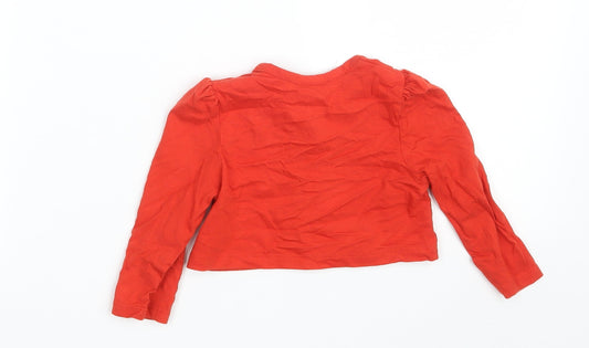 Matalan Girls Red 100% Cotton Cardigan Jumper One Size Button