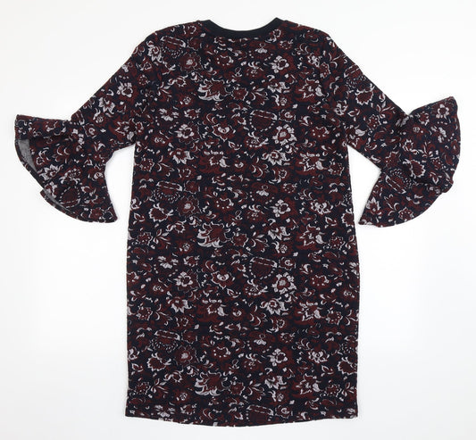 NEXT Womens Blue Polyester A-Line Size 12 Round Neck Pullover - Bell Sleeve