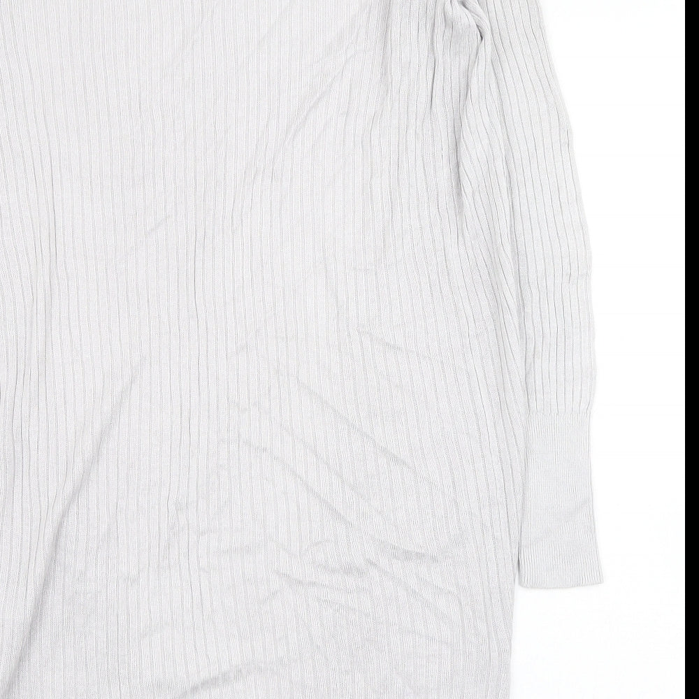 Oasis Womens Grey Square Neck Viscose Cardigan Jumper Size XS