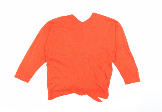 Marks and Spencer Womens Orange V-Neck Viscose Pullover Jumper Size 10