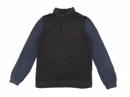 Peter Werth Mens Blue Acrylic Polo Size M Collared Button
